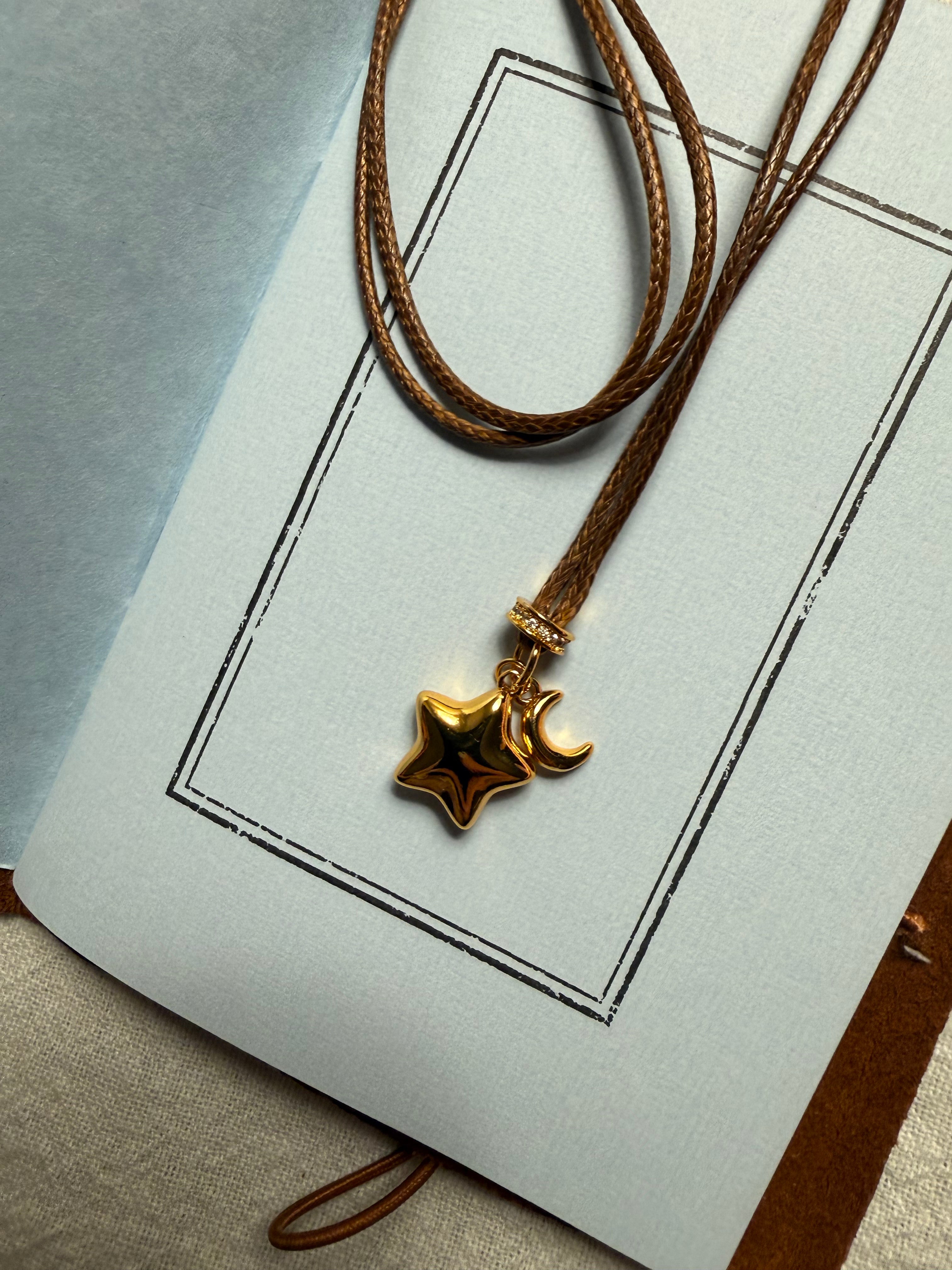 14K Gold Plated Star & Moon Necklace